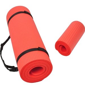 BalanceFrom  All Purpose 1/2-Inch Extra Thick High Density Anti-Tear Exercise Yoga Mat and Knee Pad with Carrying Strap and Yoga Blocks
