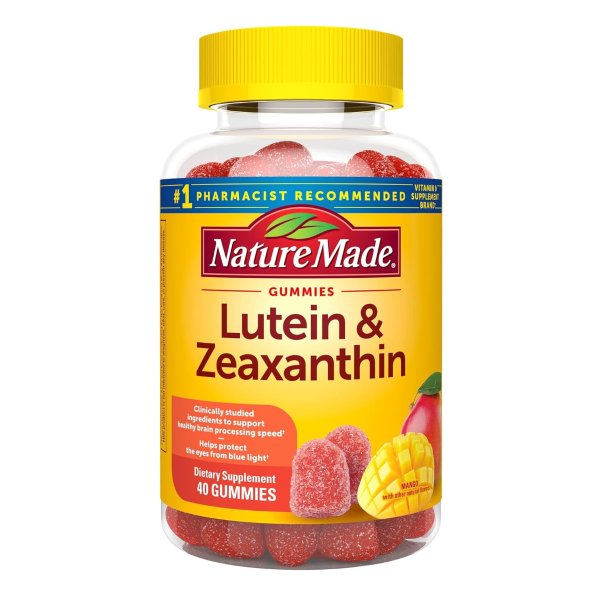Lutein & Zeaxanthin Gummies, Eye and Brain Supplement, 40 Vegan Gummies