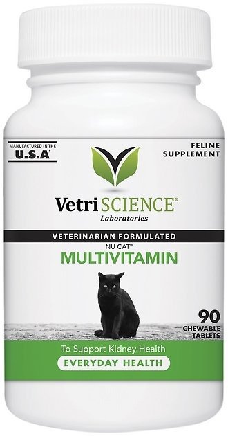 VETRISCIENCE Nu Cat Chewable Tablets Multivitamin for Cats, 90 count - Chewy.com