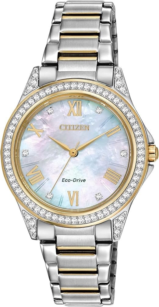 Eco-Drive Casual Womens Watch, Stainless Steel, Crystal