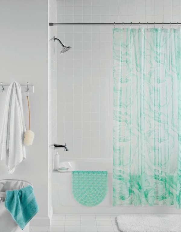 Marble Mint Shower Curtain Set, 14 Piece