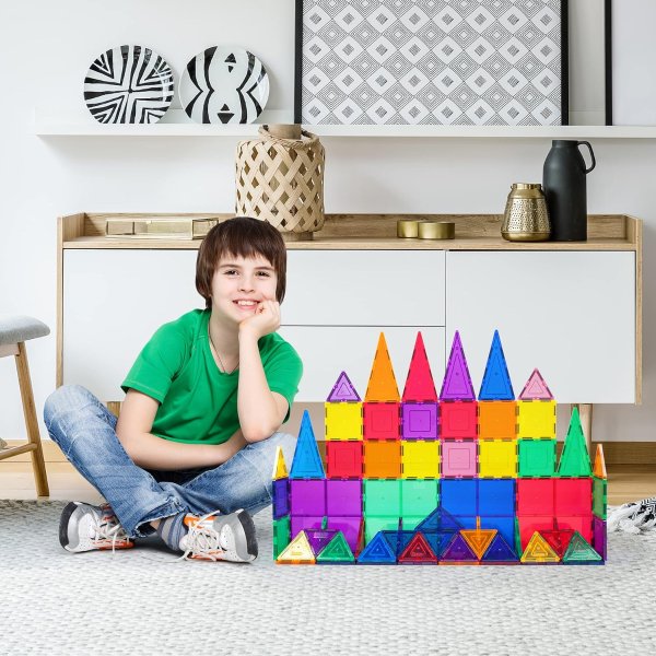 PicassoTiles 透明3D磁性建筑玩具60片装