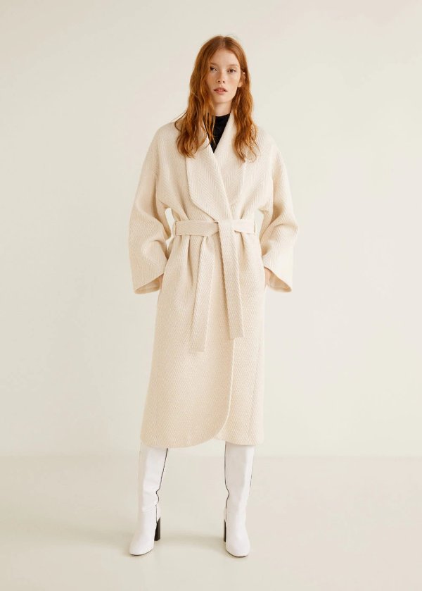 Herringbone pattern wool coat - Women | OUTLET USA