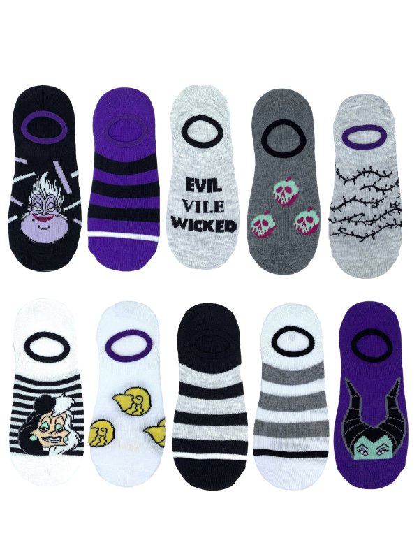 Villains Women's Stay-Put Liner Socks, 10-Pack, Size 4-10