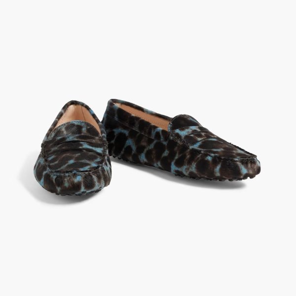 Gommino leopard-print calf hair loafers