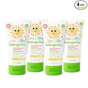 Babyganics Mineral-Based Baby Sunscreen Lotion, SPF 50, 2oz Tube (Pack of 4)