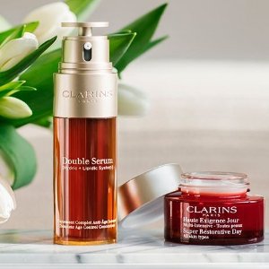 Last Day: with any gift sets on $100+ order @ Clarins