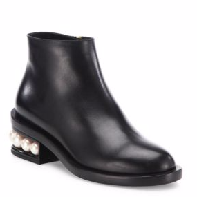 Casati Pearly Heel Leather Ankle Boots