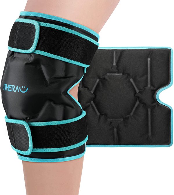 iTHERAU Knee Ice Pack Wrap, Reusable Gel Cold Pack for Knee Pain Relief