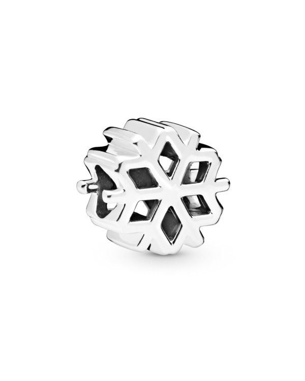 Silver Polished Snowflake Charm