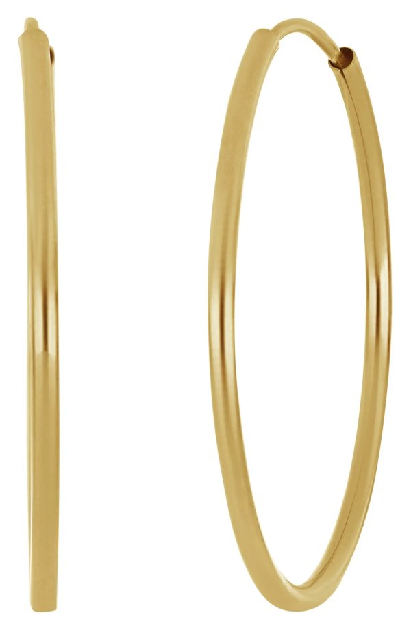 14K Gold Smooth 24mm Hoop Earrings