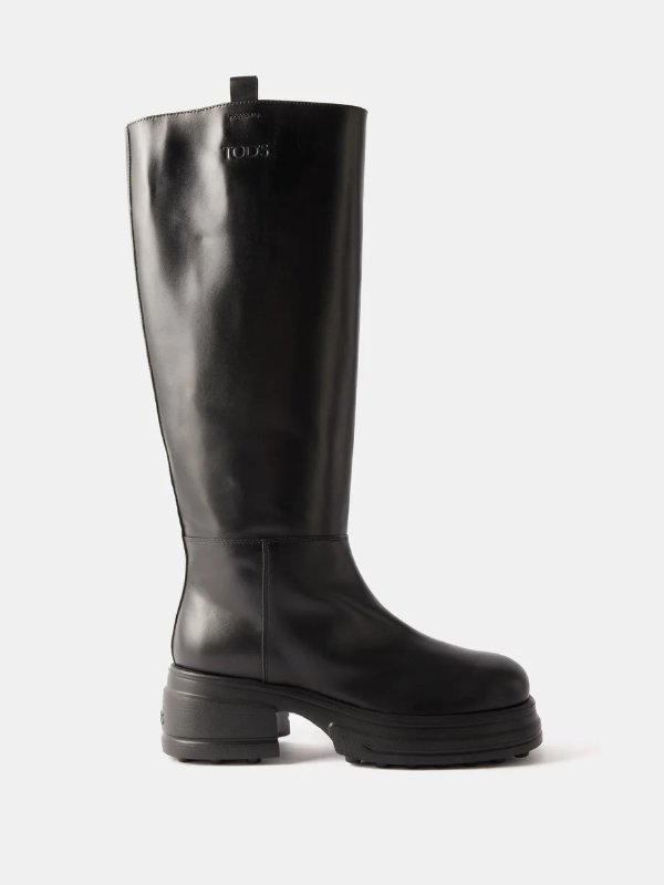 Chunky leather knee-high boots | Tod's