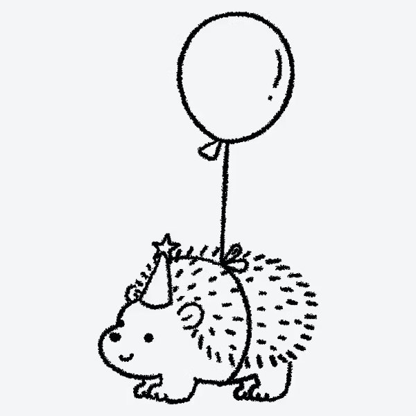 可爱气球小刺猬刺青墨印贴