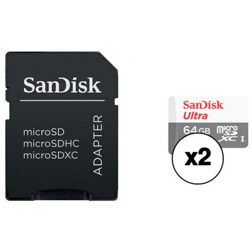 64GB Ultra UHS-I microSDXC Memory Card with SD Adapter (2-Pack)