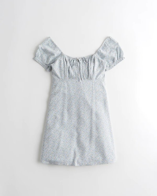 Cap-Sleeve Mini Babydoll Dress