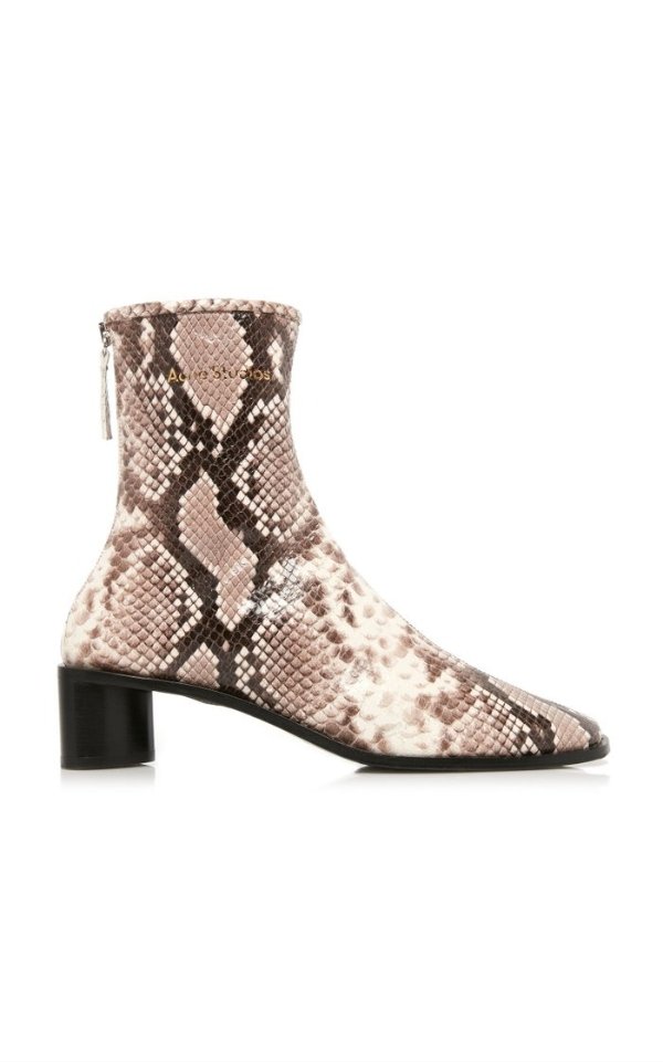 Bertine Logo Snake-Effect Leather Boots