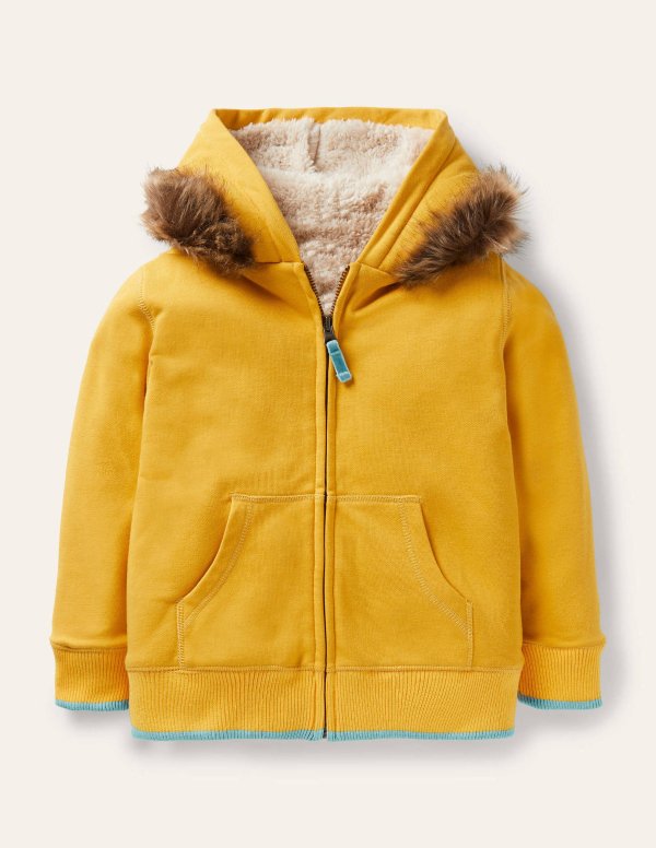 Fun Shaggy-lined Hoodie - Honeycomb Yellow Lion | Boden US