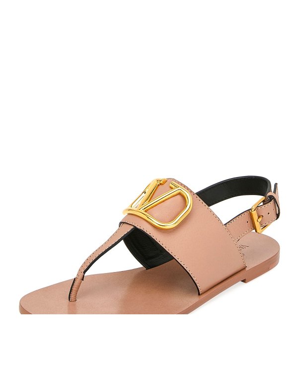 VLOGO Flat Leather Thong Sandals