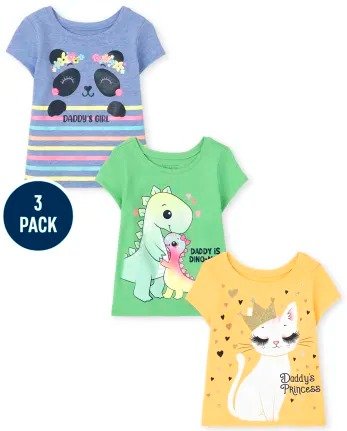 Toddler Girls Short Sleeve Daddy's Girl Animals Graphic Tee 3-Pack | The Children's Place