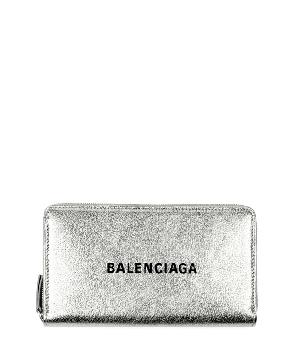 Everyday Metallic Leather Continental Wallet