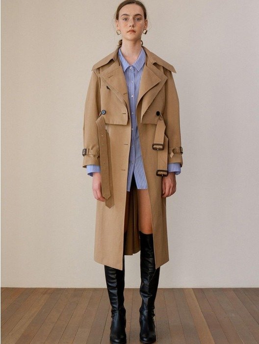Layered Classic Trench Coat Beige