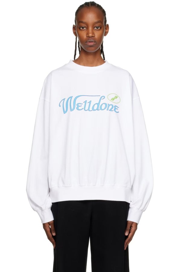 White Cursive Sweatshirt