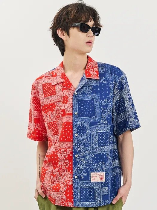 Archive Paisley Pattern Open Collar Shirts _ Red
