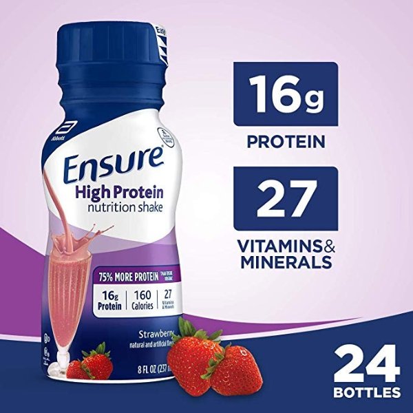 高蛋白即饮代餐奶昔 草莓口味 8oz 24瓶装