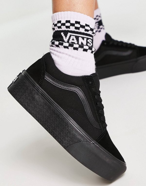 Old Skool Stackform sneakers in triple black suede
