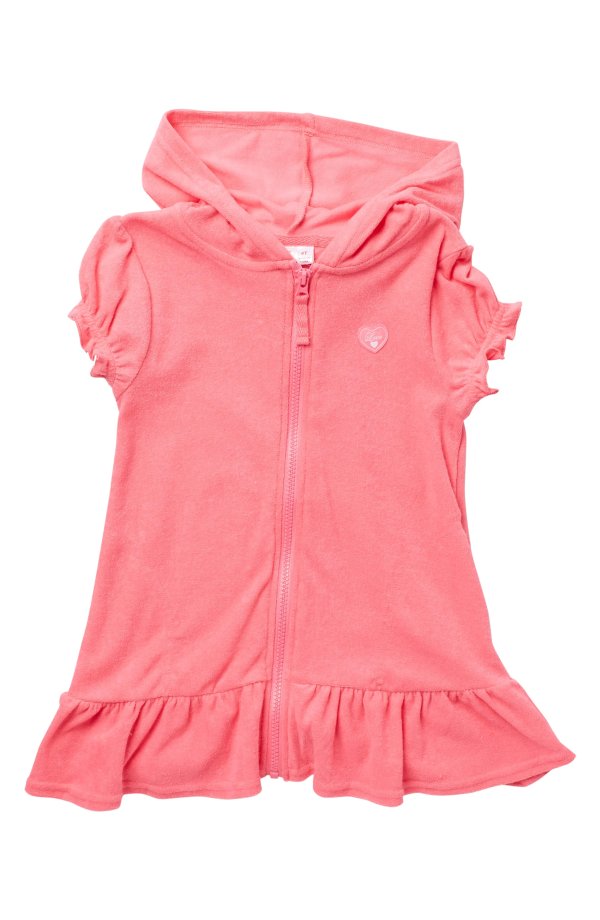 Terry Knit Hooded Zip Front Cover-Up(Little Girls)