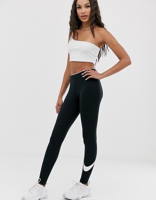 Nike Black Club Leggings With Swoosh Logo | ASOS