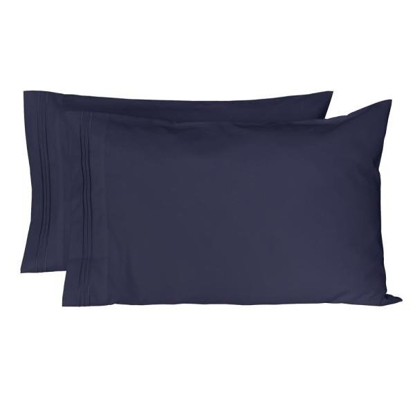 Angeland Vienne Navy Blue Microfiber Queen Pillowcase Set of 2