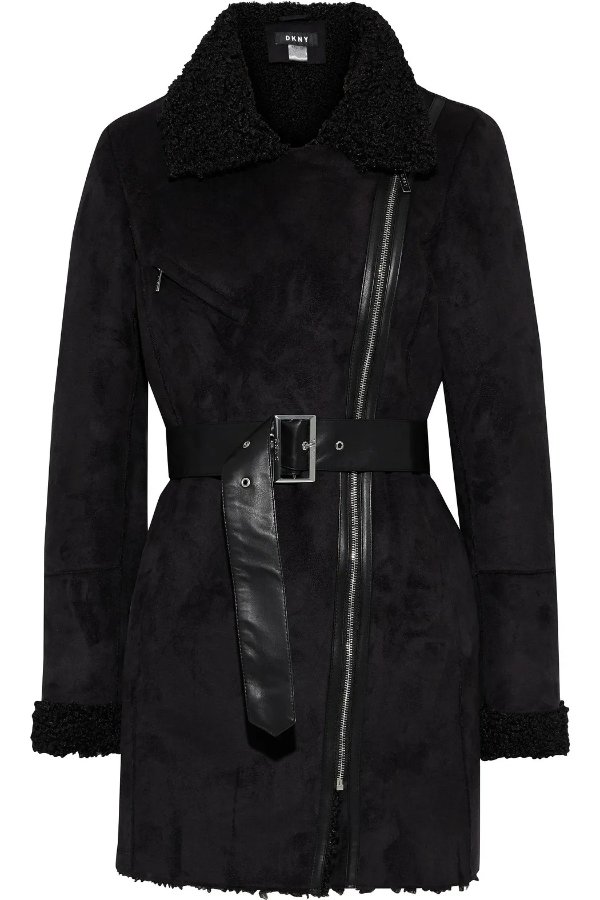 Belted faux shearling coat