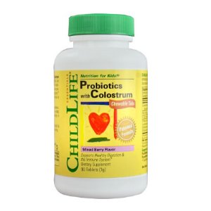 ChildLife Probiotics plus Colostrum Chewable Tablets, Berry, 90 Ct