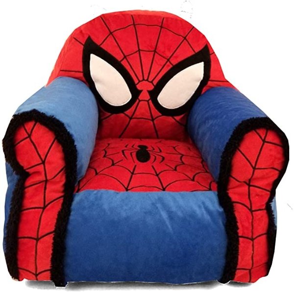 Idea Nuova Marvel Spiderman Figural Bean Bag Chair with Sherpa Trim, Ages 3+, Red
