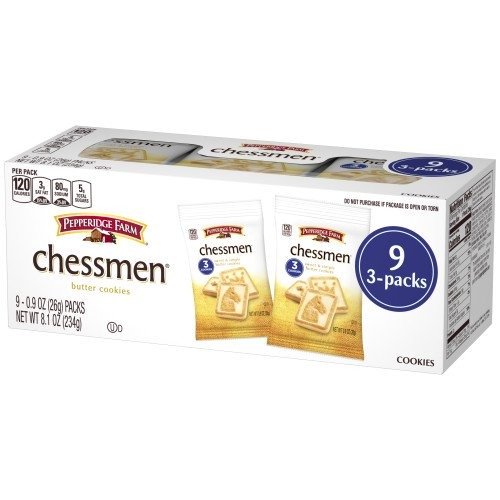 Chessmen Butter Cookies, 8.1 oz. Multi-pack Tray, 9-count Snack Packs