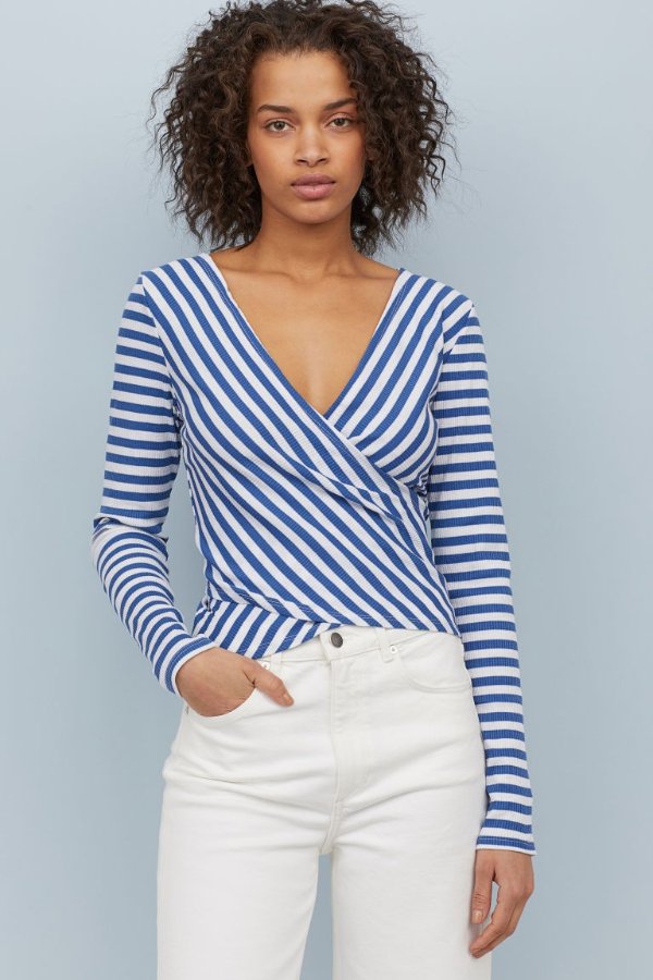 Ribbed Wrapover Top