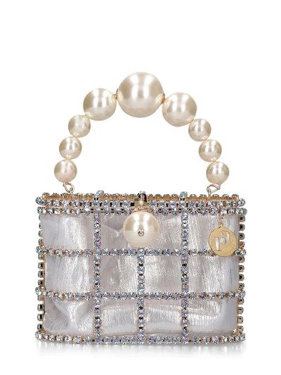 Holli shiny pearl top handle bag