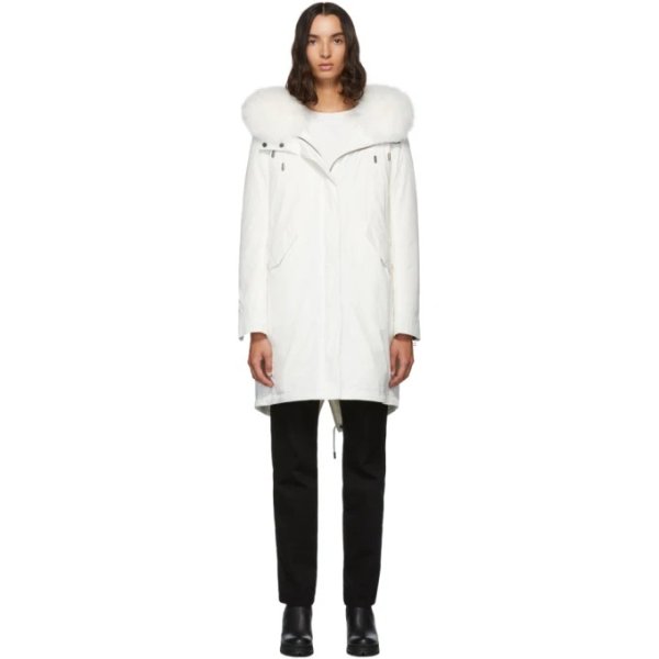 - White Down & Fur Bachette Coat