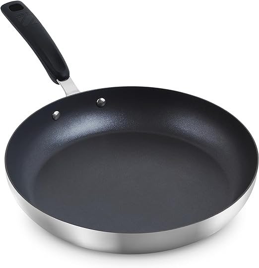 Zakarian 12" TruPro Nonstick Stainless Steel Fry Pan- Black
