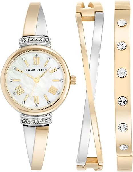 Women's Premium Crystal Accented Bangle Watch Set, AK/2245