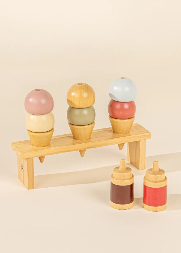 Wooden Ice Cream & Stand Playset