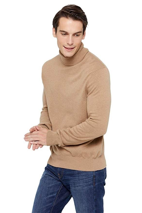 Men's Classic Turtleneck Sweater 100% Pure Cashmere Long Sleeve Pullover