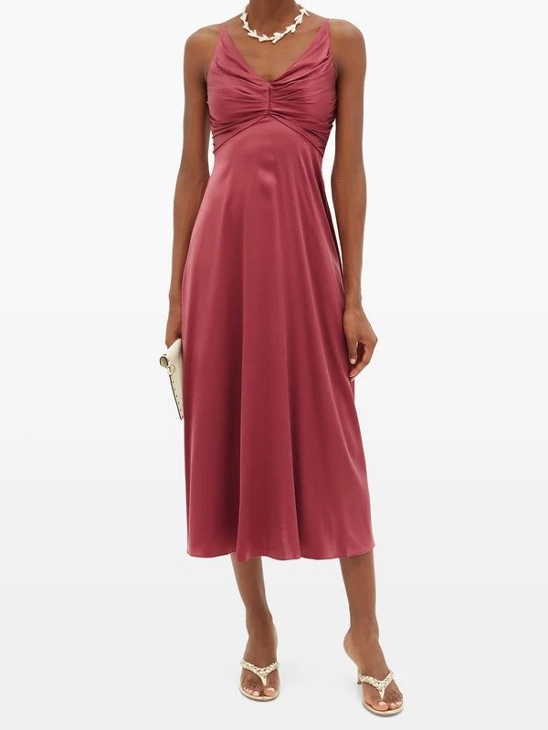 Ruched silk-blend satin midi dress | Zimmermann | MATCHESFASHION US