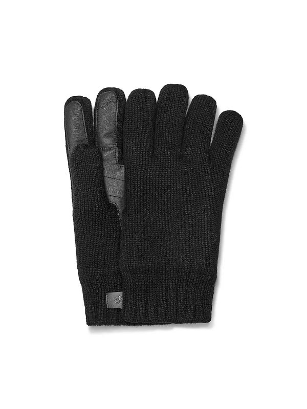 Palm Patch Leather & Knit Gloves