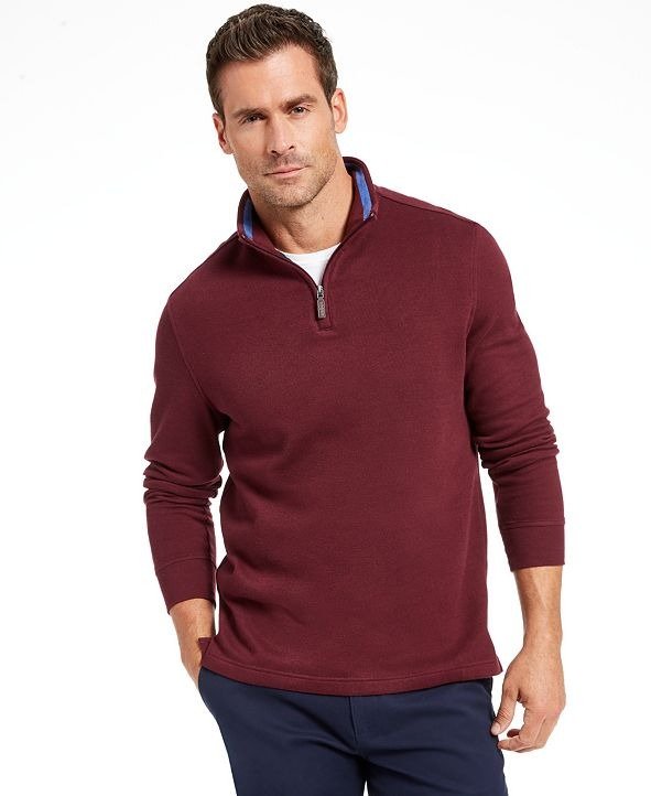 Men's Quarter-Zip French Rib Pullover Sweater, Created for Macy's