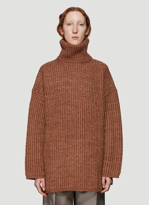 Oversized Knit Sweater in Brown
