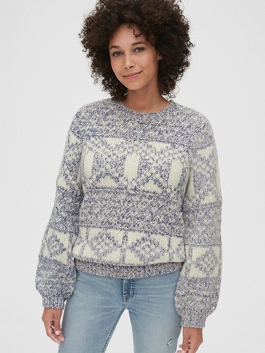 Chunky Fair-Isle Crewneck Sweater