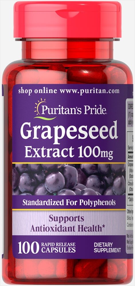 Grapeseed Extract 100 mg 100 Capsules | Antioxidants Supplements | Puritan's Pride