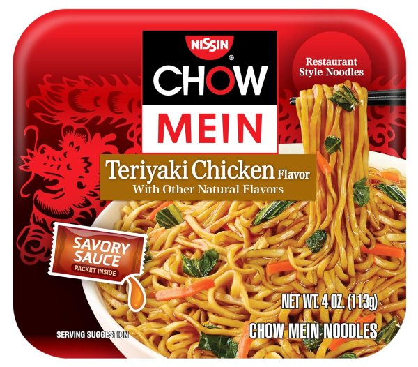 Nissin Chow Mein Teriyaki, Chicken, 4 Ounce (Pack of 8)